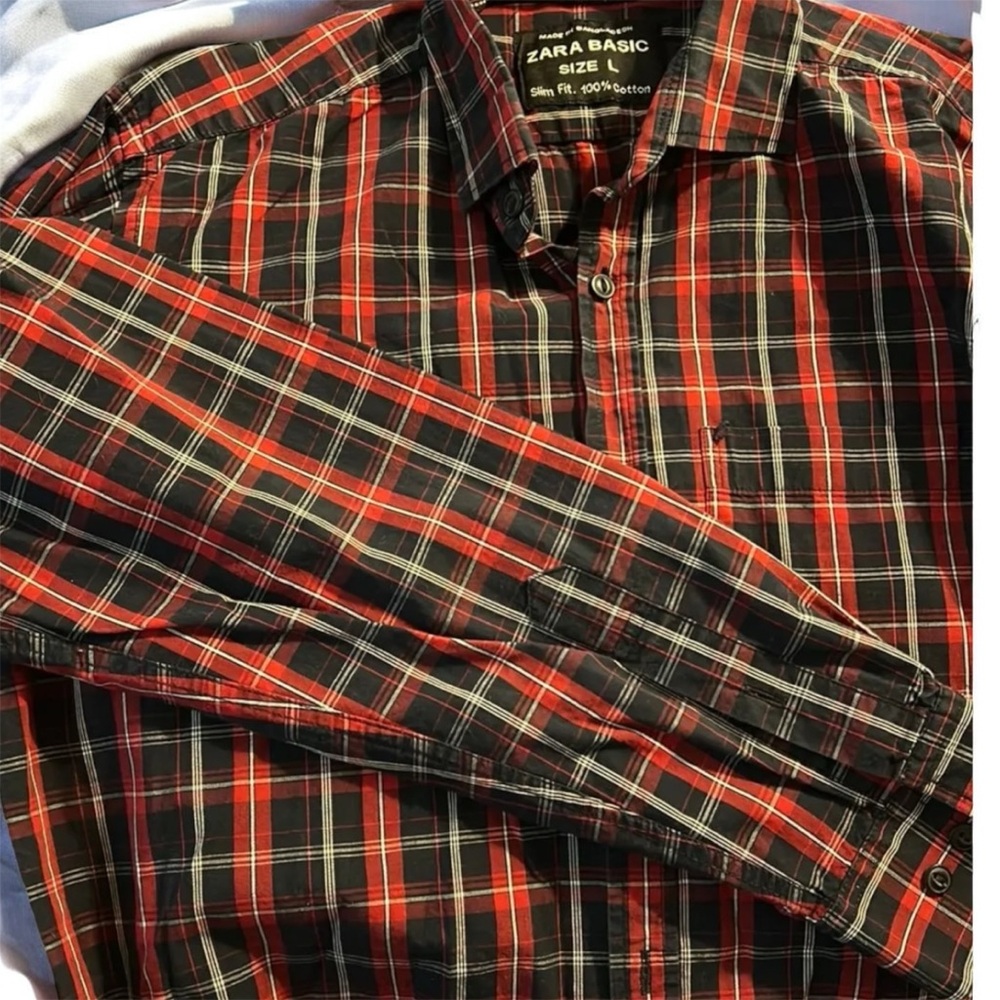 Zara Basic Red and Blue Checkered Shirt